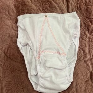 White Cotton High Waist incontinence with Pink Trim brief